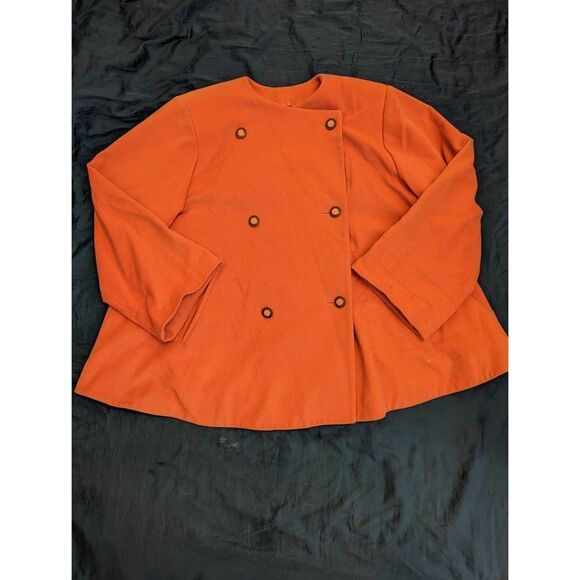 crisca orange wool 60s swing coat sz large euc - Picture 1 of 11
